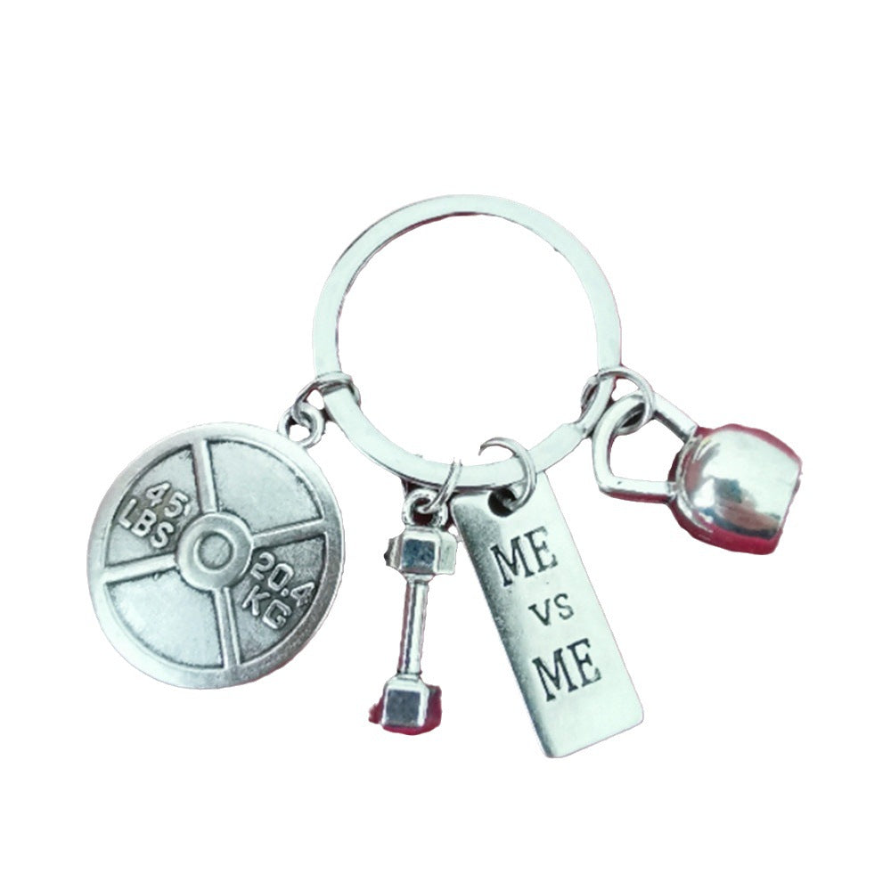 Wholesale 3pcs Zinc Alloy Sports Strength Dumbbell Barbell Kettlebell Keychain